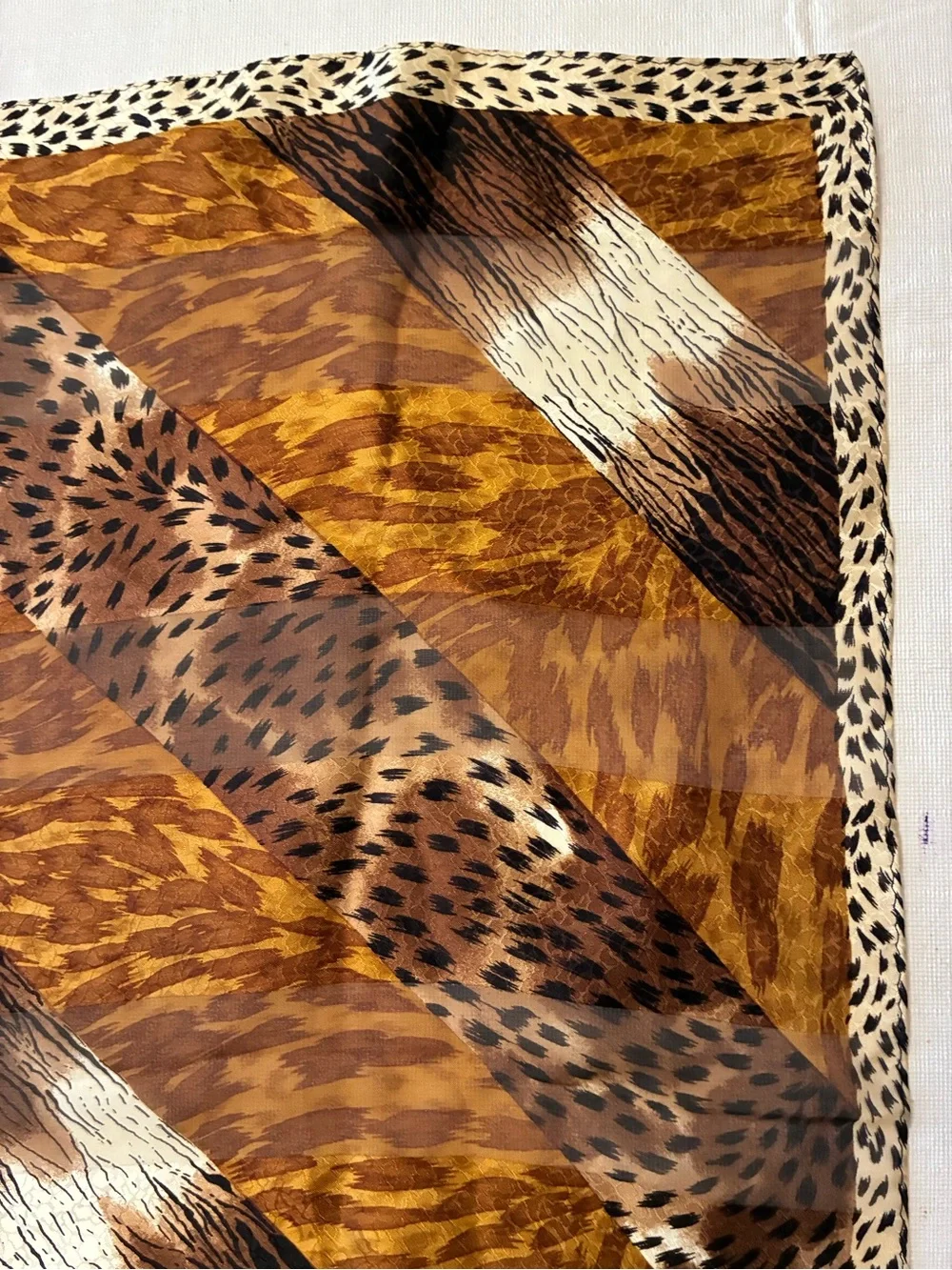 Adrienne Vittadini Animal-Print Diagonal Square Sheer Silk Scarf